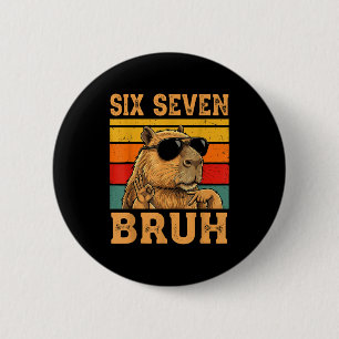 Badge Rond 5 Cm Capybara Drôle 67 Mème Six Sept Bruh Garçons Adole