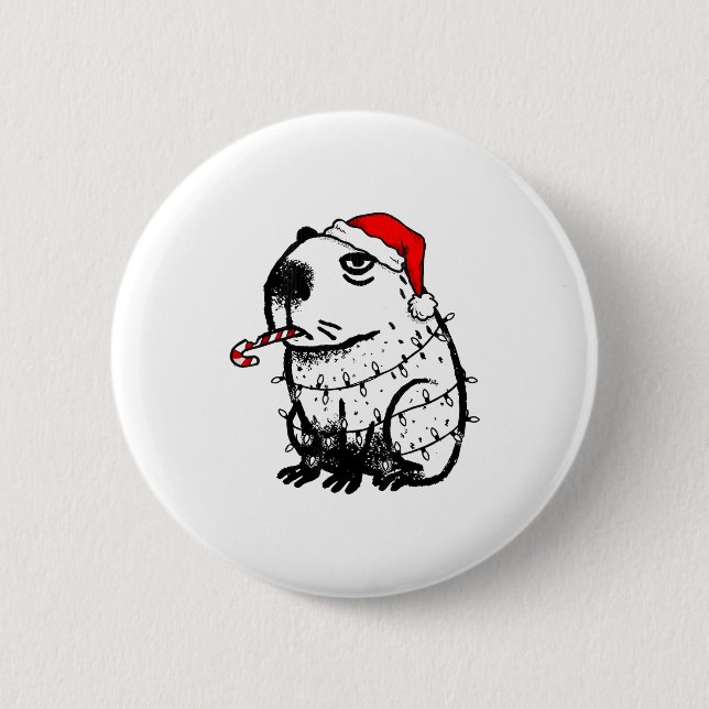 Badge Rond 5 Cm Capybara Smoking Christmas Ugly Cigarette Gen Z  (Devant)