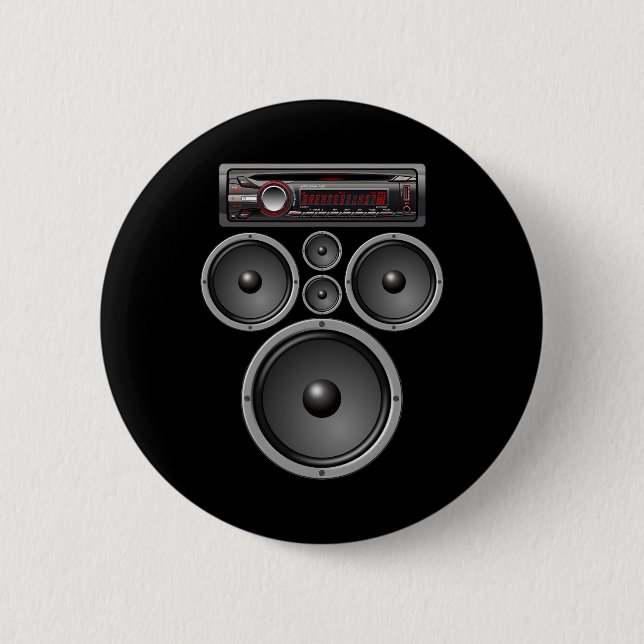 BADGE ROND 5 CM CAR STEREO SPEAKERS SYSTÈME AUDIO HALLOWEEN COSTUM (Devant)