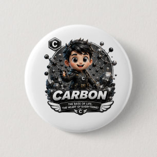 Badge Rond 5 Cm Caractère carbone ATOMIVRA