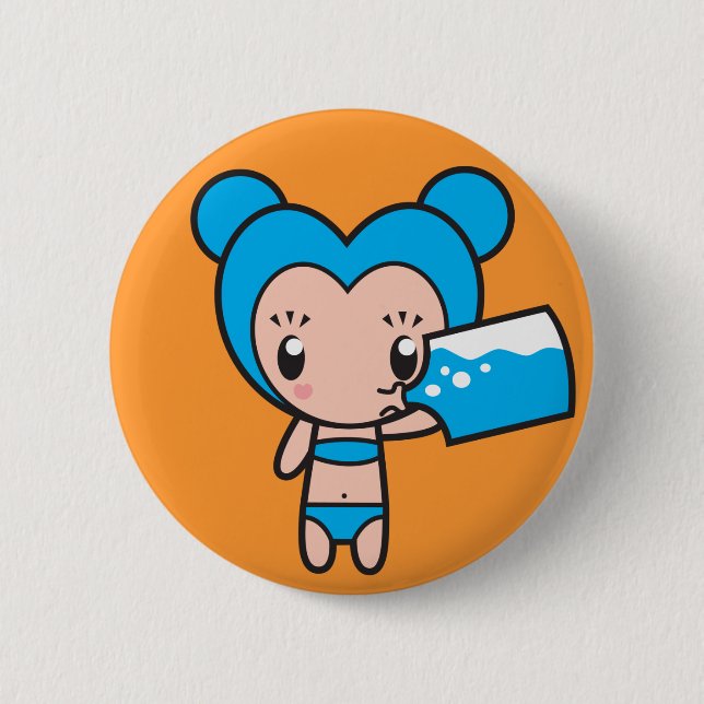 Badge Rond 5 Cm Caractère de signe d'étoile - Verseau (Devant)