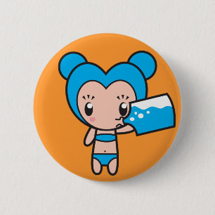 Badge Rond 5 Cm Caractère de signe d'étoile - Verseau