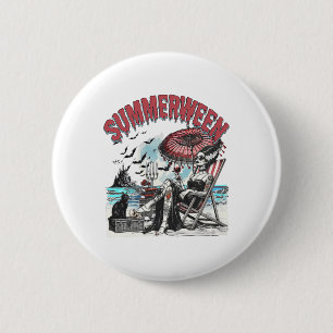 Badge Rond 5 Cm Caractère d'horreur Summerween Halloween Plage Vin