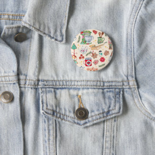Badge Rond 5 Cm Caractère noir Cuisinière adorable