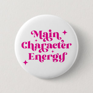 Badge Rond 5 Cm Caractère principal Énergie rose