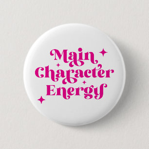 Badge Rond 5 Cm Caractère principal Énergie rose
