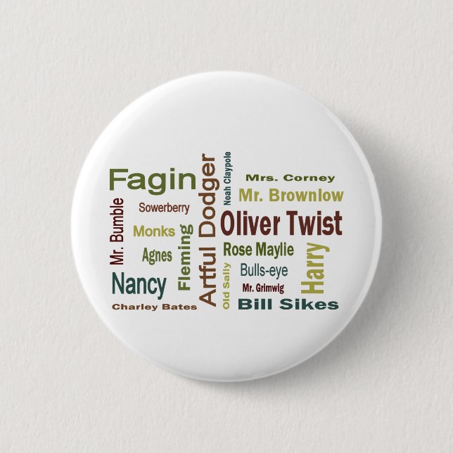 Badge Rond 5 Cm Caractères d'Oliver Twist (Devant)