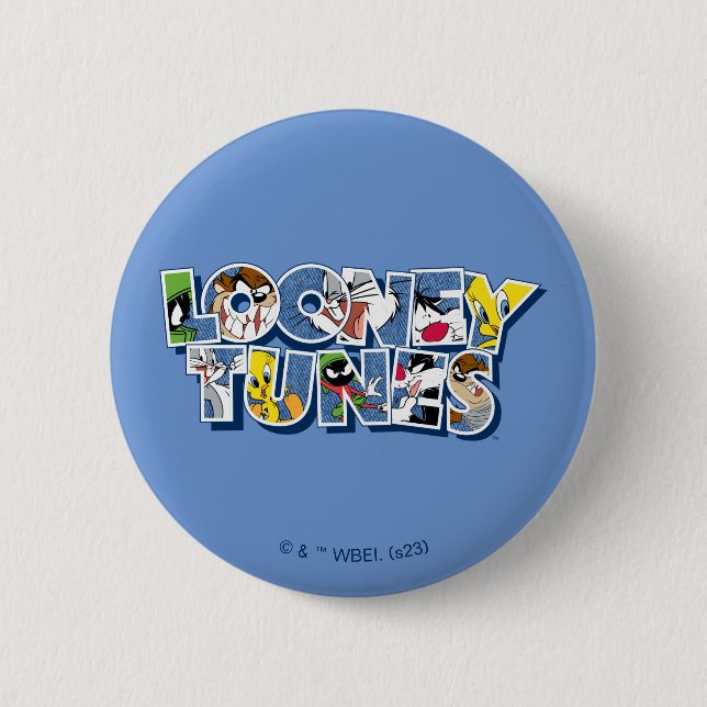 Badge Rond 5 Cm Caractères LOONEY TUNES™ en lettres (Devant)