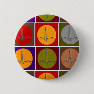 Badge Rond 5 Cm Cardiac QRS Pop Art