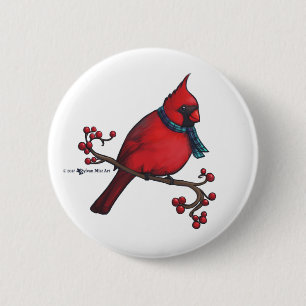 Badge Rond 5 Cm Cardinal de Noël