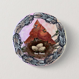 Badge Rond 5 Cm Cardinal Nest