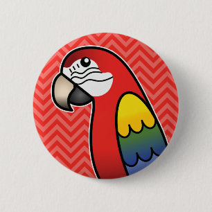 Badge Rond 5 Cm Caricature à carlet Macaw Parrot Bird