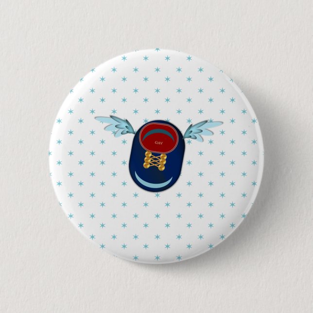 Badge Rond 5 Cm Caricature à chaussures à ailes mûres (Devant)