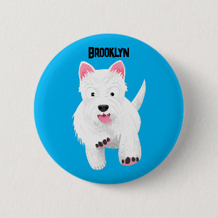 Badge Rond 5 Cm Caricature blanche de terrier de l'ouest