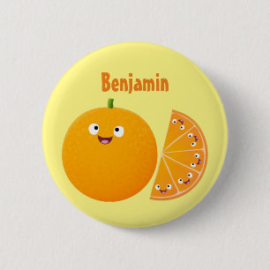 Badge Rond 5 Cm Caricature d'agrumes d'orange