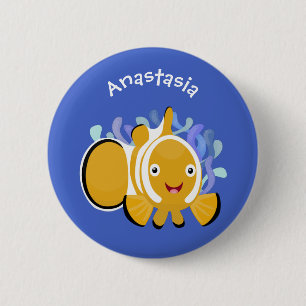 Badge Rond 5 Cm Caricature d'anénome de poisson clown joli