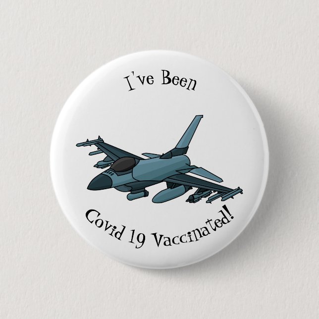 Badge Rond 5 Cm Caricature d'avion de chasse militaire (Devant)