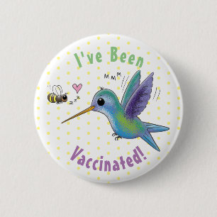Badge Rond 5 Cm Caricature de colibri d'abeille mignonne