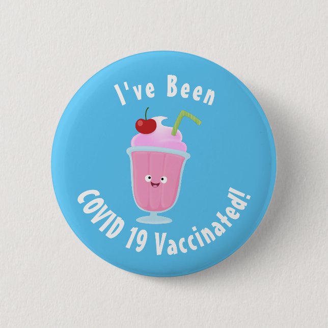 Badge Rond 5 Cm Caricature de crème glacée de fraise mignonne (Devant)