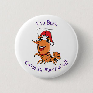 Badge Rond 5 Cm Caricature de crevettes de Noël joyeux