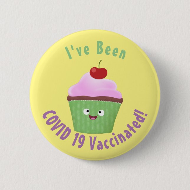 Badge Rond 5 Cm Caricature de cupcake joyeux (Devant)