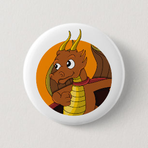 Badge Rond 5 Cm Caricature de dragon orange