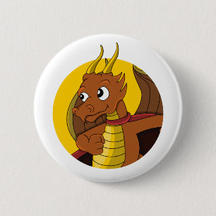 Badge Rond 5 Cm Caricature de dragon orange