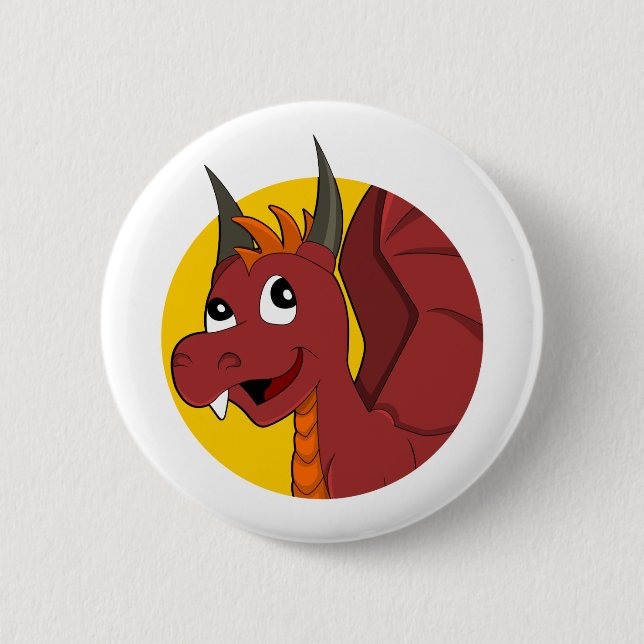 Badge Rond 5 Cm Caricature de dragon rouge (Devant)