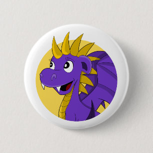 Badge Rond 5 Cm Caricature de dragon violet