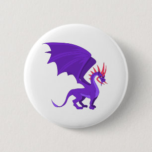 Badge Rond 5 Cm Caricature de dragon violet