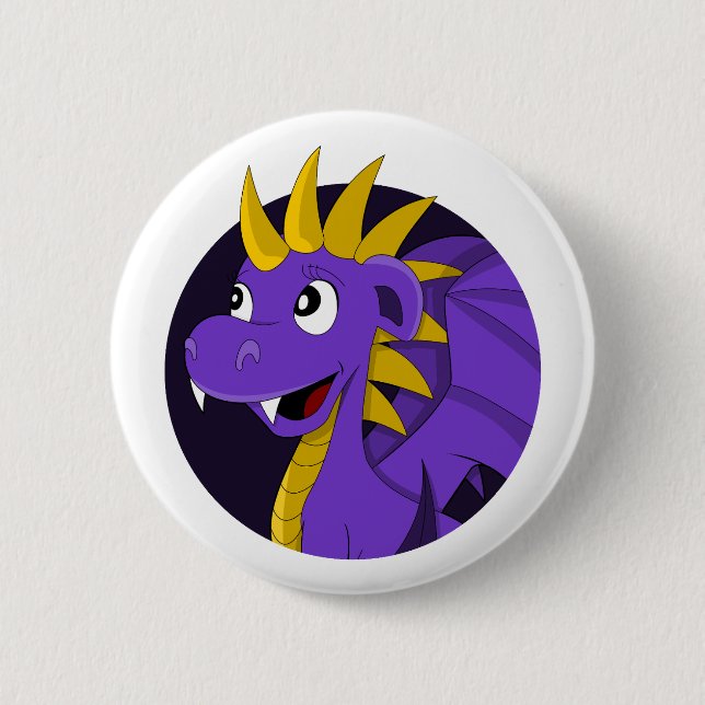 Badge Rond 5 Cm Caricature de dragon violet (Devant)
