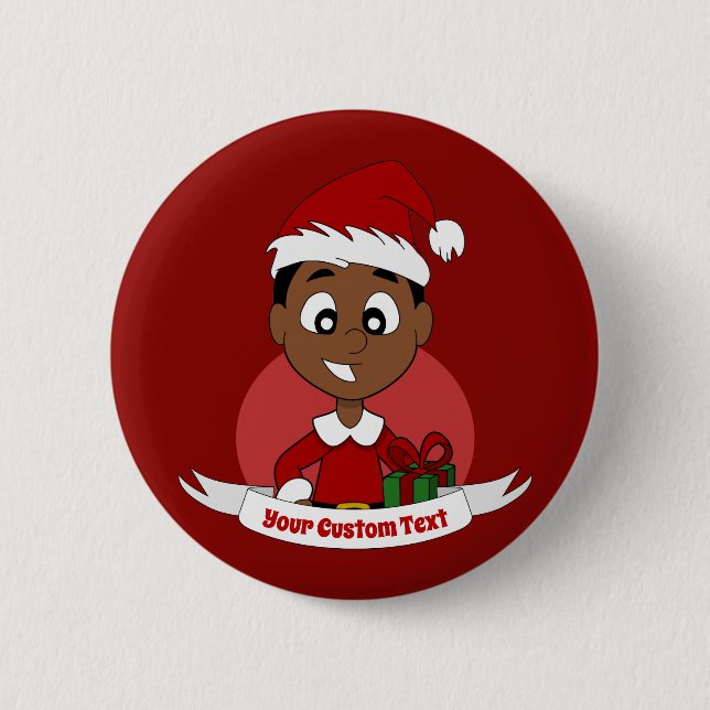 Badge Rond 5 Cm Caricature de garçon Noël mignon (Devant)