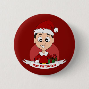 Badge Rond 5 Cm Caricature de garçon Noël mignon