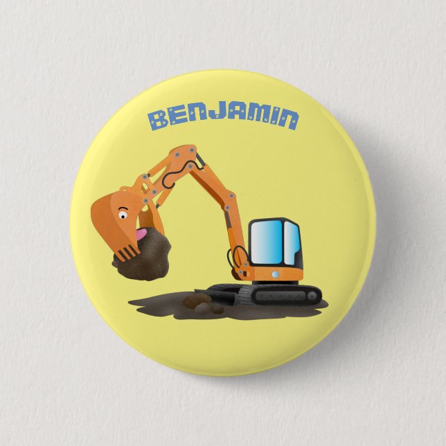 Badge Rond 5 Cm Caricature de la pelle orange (Devant)