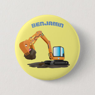 Badge Rond 5 Cm Caricature de la pelle orange