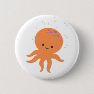 Badge Rond 5 Cm Caricature de la pieuvre mignonne