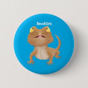 Badge Rond 5 Cm Caricature de lézard de dragon à barbe