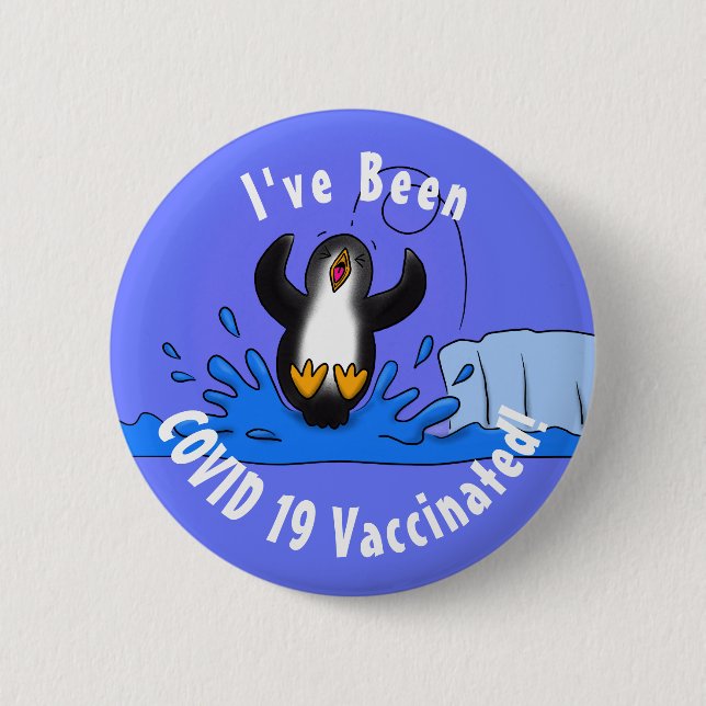 Badge Rond 5 Cm Caricature de manchot joyeux sautant (Devant)