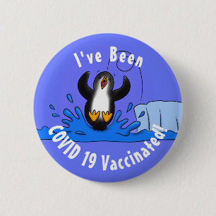 Badge Rond 5 Cm Caricature de manchot joyeux sautant