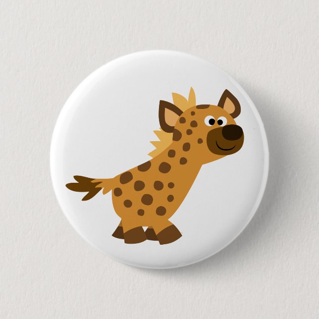 Badge Rond 5 Cm Caricature de marche mignonne Hyena (Devant)