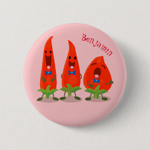 Badge Rond 5 Cm Caricature de piments chantants mignons
