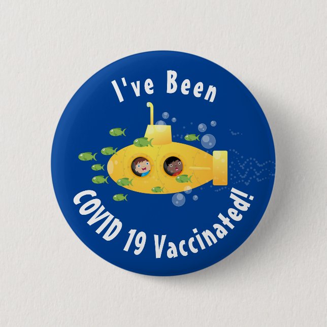 Badge Rond 5 Cm Caricature de poisson sous-marin jaune mignon (Devant)