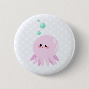 Badge Rond 5 Cm Caricature de poulpe cuite