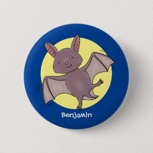 Badge Rond 5 Cm Caricature de vol de chauve-souris