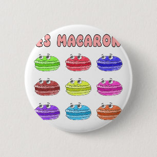 Badge Rond 5 Cm Caricature des Macarons