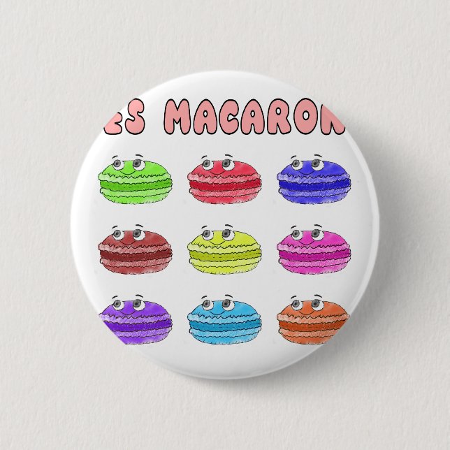 Badge Rond 5 Cm Caricature des Macarons (Devant)