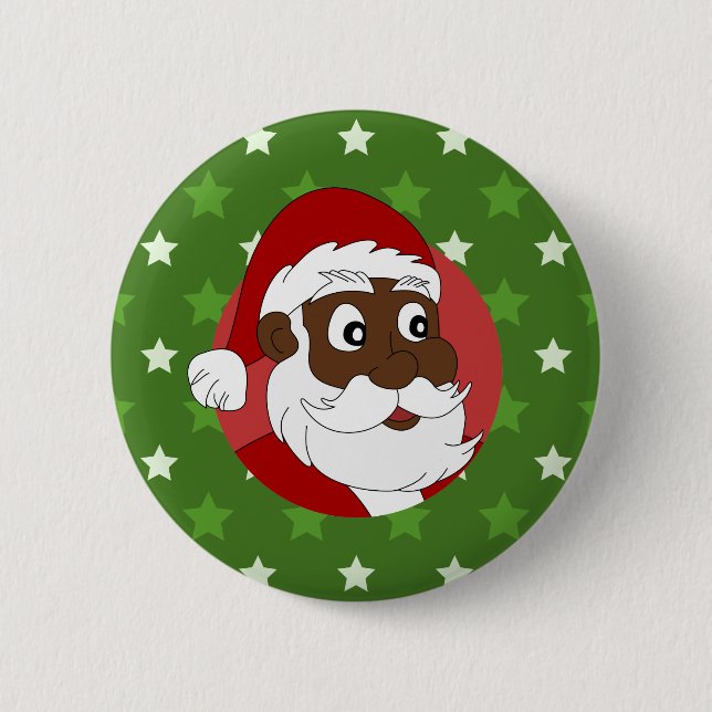 Badge Rond 5 Cm Caricature du Père Noël noir (Devant)