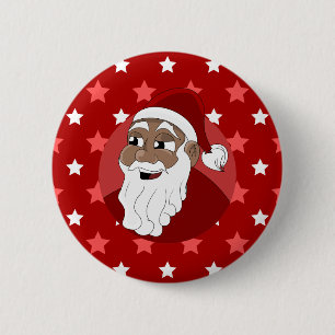 Badge Rond 5 Cm Caricature du Père Noël noir