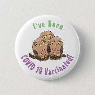 Badge Rond 5 Cm Caricature en trio de chouette