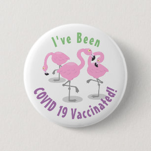 Badge Rond 5 Cm Caricature en trio flamand rose mou